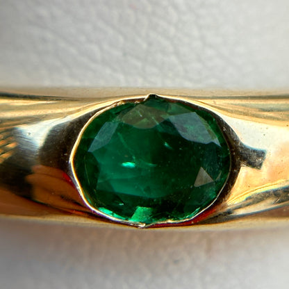 14KT Yellow Gold Oval .47 CT Emerald Dome Ring