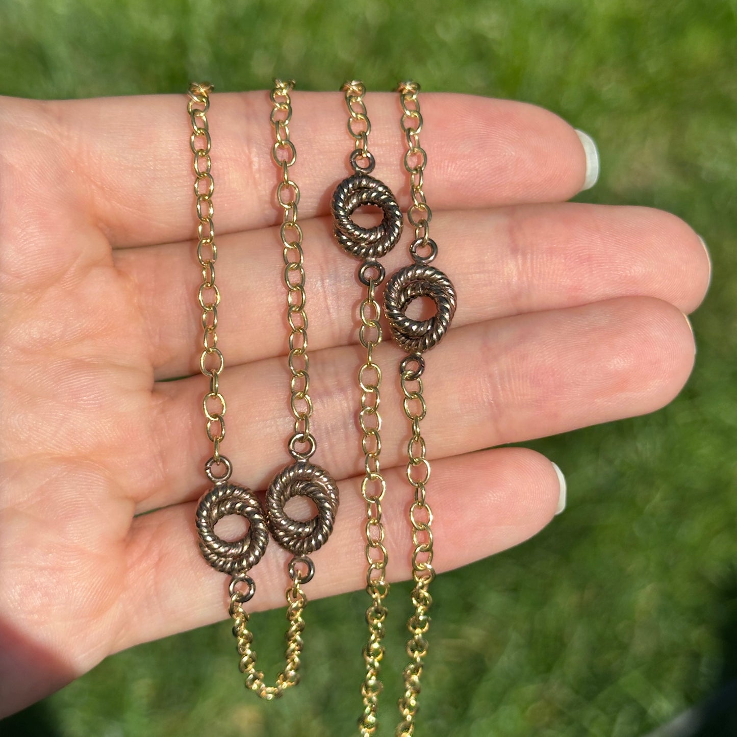 Estate 14KT Yellow Gold + Chocolate Link Necklace Chain 24"