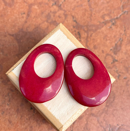 Estate Deep Red Onyx Oval Earring Charms