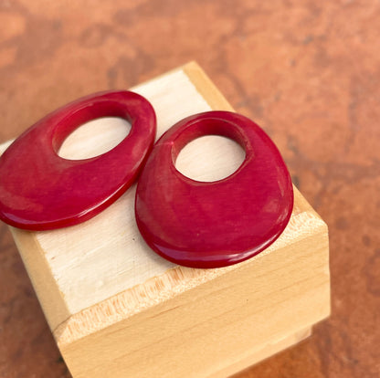 Estate Deep Red Onyx Oval Earring Charms