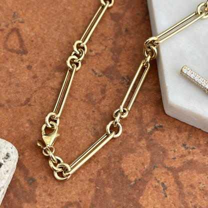 14KT Yellow Gold Pave Diamond Toggle Bar Chain Necklace