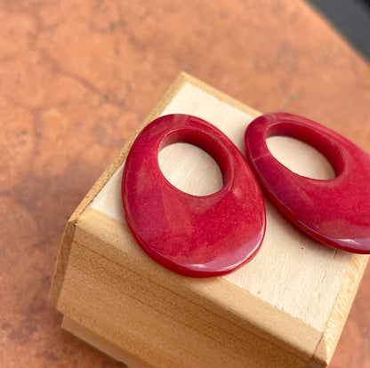 Estate Deep Red Onyx Oval Earring Charms