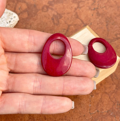 Estate Deep Red Onyx Oval Earring Charms