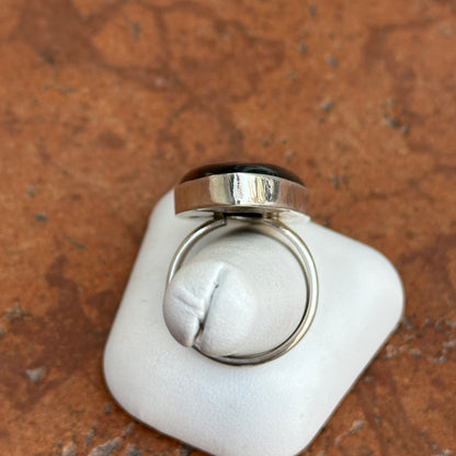 Estate Sterling Silver Large Bezel Bloodstone Ring