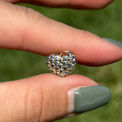 14KT Yellow Gold Blue Sapphire Heart Pendant Charm