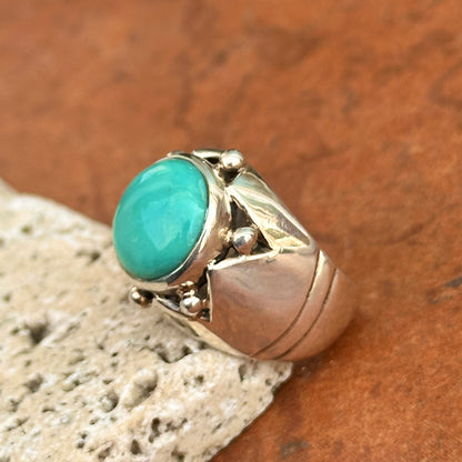 Estate Sterling Silver Round Turquoise Dome Ring