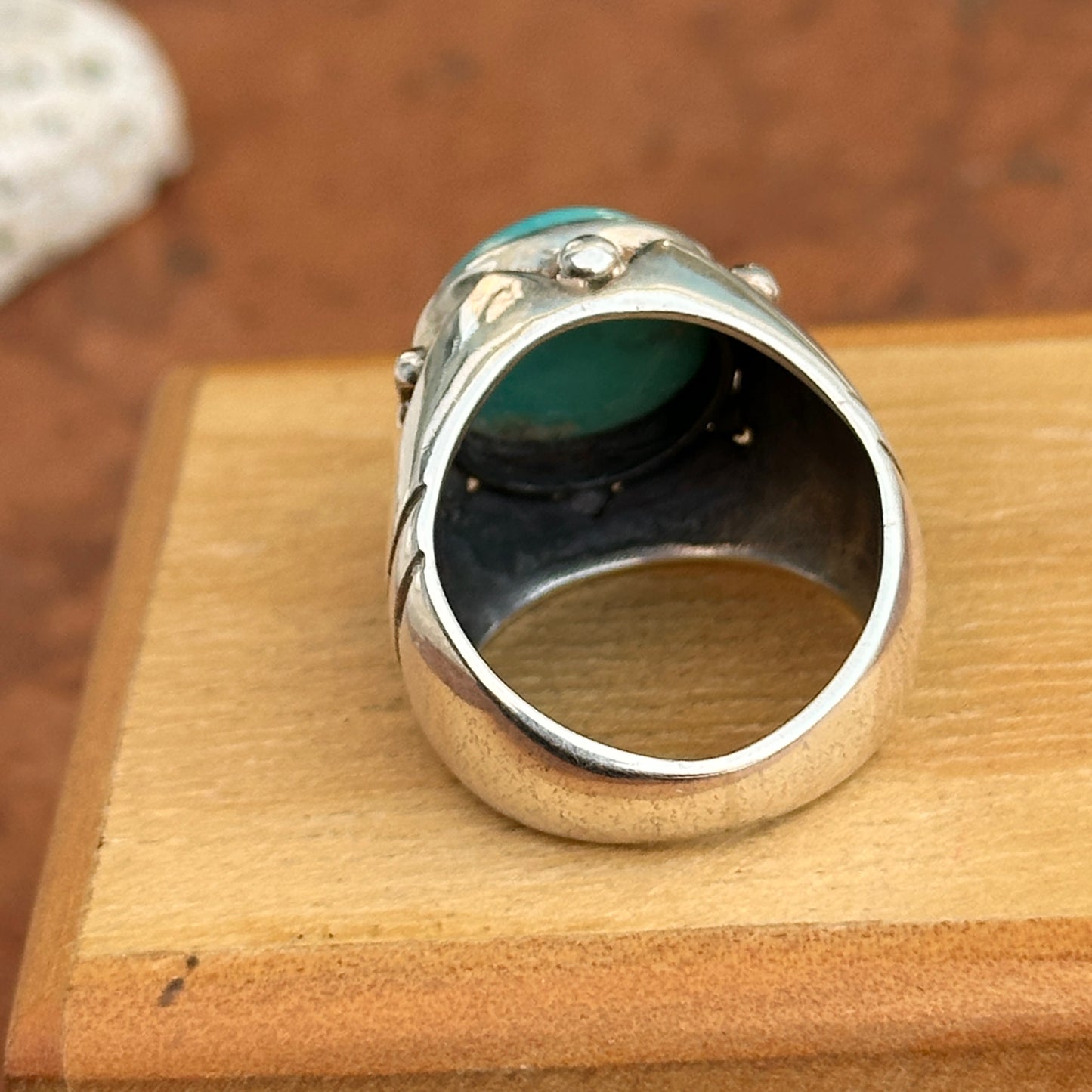 Estate Sterling Silver Round Turquoise Dome Ring