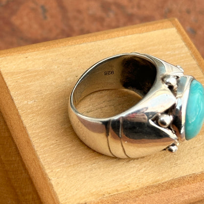 Estate Sterling Silver Round Turquoise Dome Ring