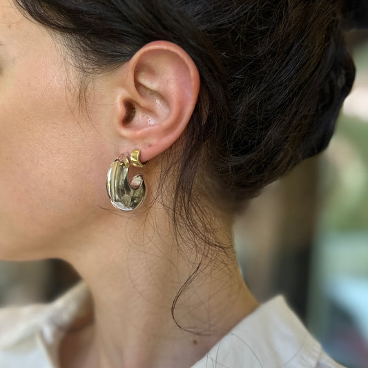 Sterling Silver Rhodium Plated J-hoop Earrings 29mm