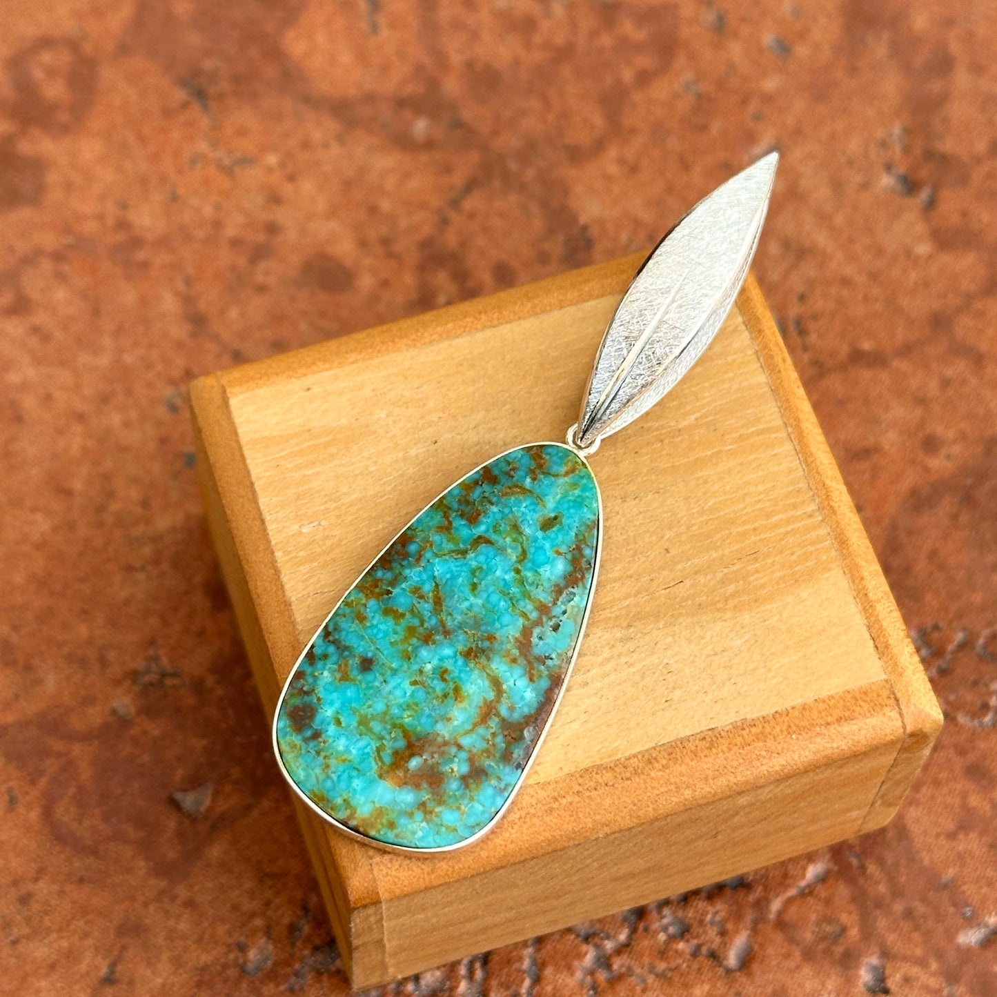 Sterling Silver Irregular Arizona Turquoise Pendant Slide