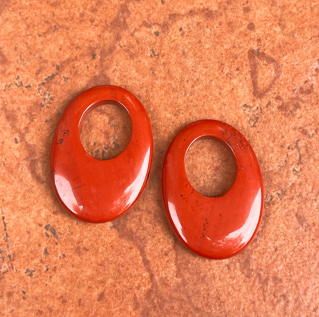 Red Rust Jasper Oval Earring Charms