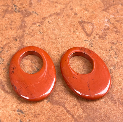 Red Rust Jasper Oval Earring Charms