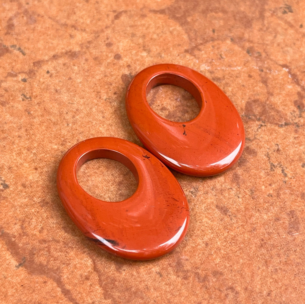 Red Rust Jasper Oval Earring Charms