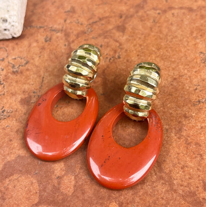 Red Rust Jasper Oval Earring Charms