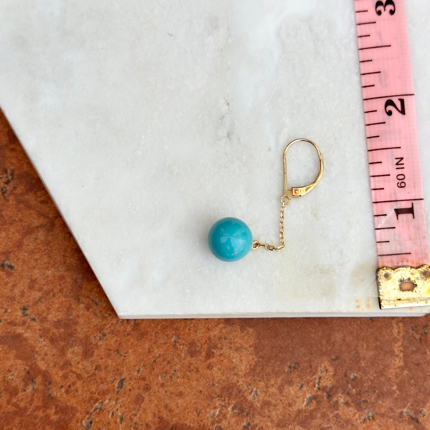 Estate 14KT Yellow Gold Sleeping Beauty Ball Dangle Lever Back Earrings