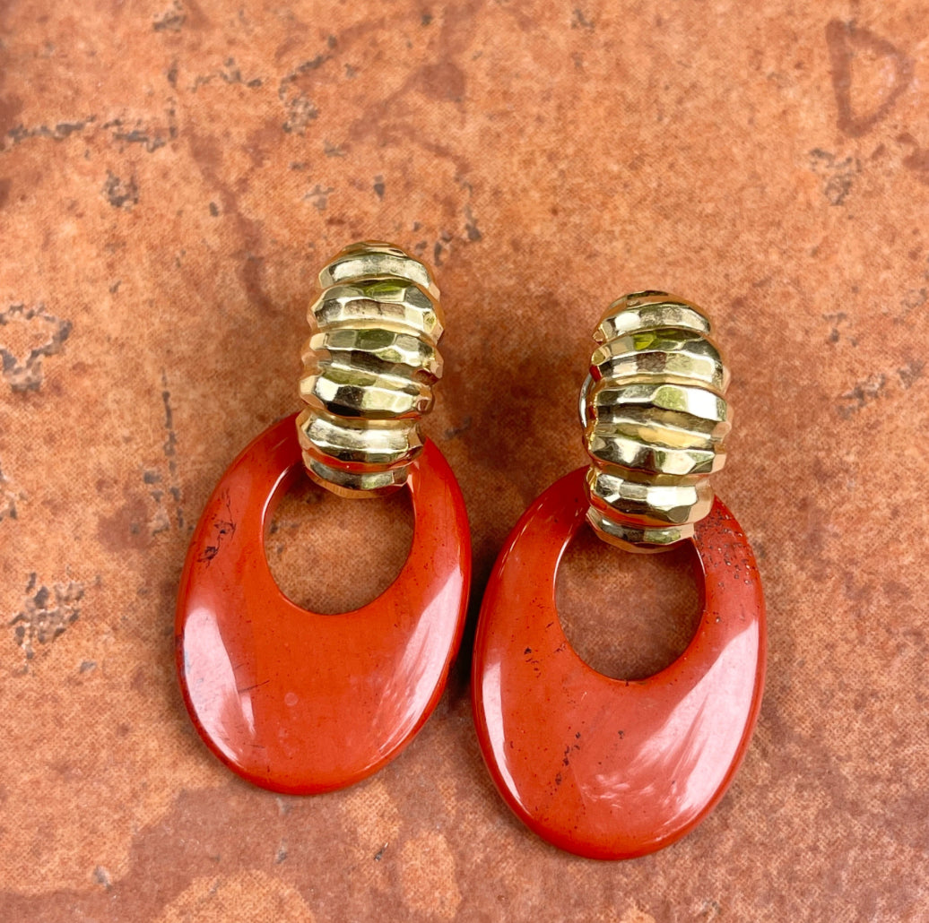 Red Rust Jasper Oval Earring Charms