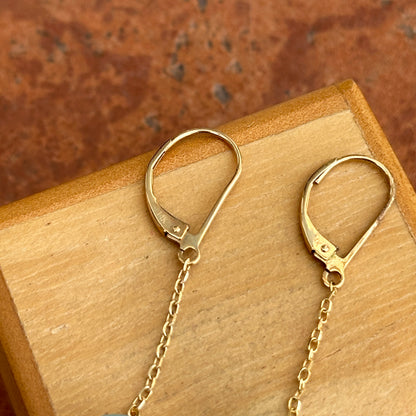 Estate 14KT Yellow Gold Sleeping Beauty Ball Dangle Lever Back Earrings