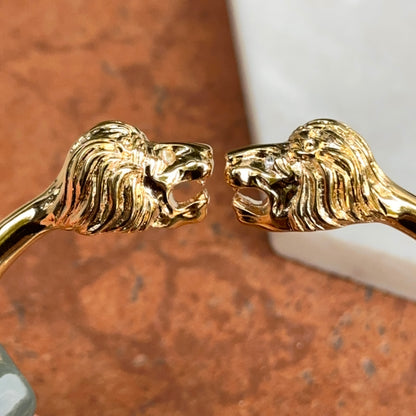 Estate Gold-Tone 3D Double Lion Head Cuff Bracelet