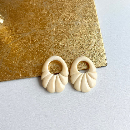 Cream Gemstone Oval Earrings Charms