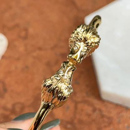 Estate Gold-Tone 3D Double Lion Head Cuff Bracelet