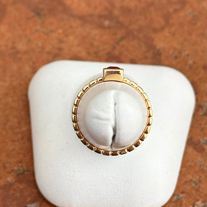 Estate 18KT Yellow Gold Square Ruby Notched Band Ring