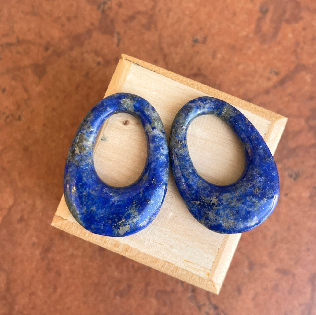 Vintage Blue Lapis Oval Earring Charms