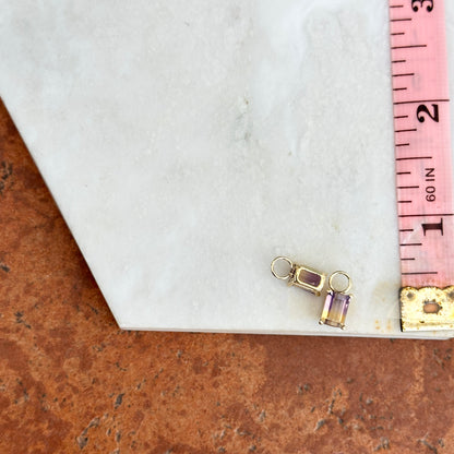 14KT Yellow Gold Genuine Ametrine Emerald-Cut Earring Charms