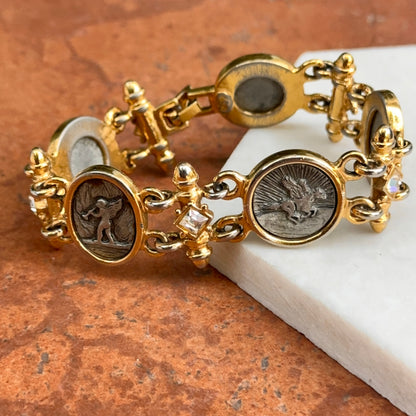Estate Gold-Plated Greek Coin Links Bracelet