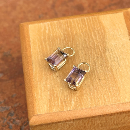 14KT Yellow Gold Genuine Ametrine Emerald-Cut Earring Charms