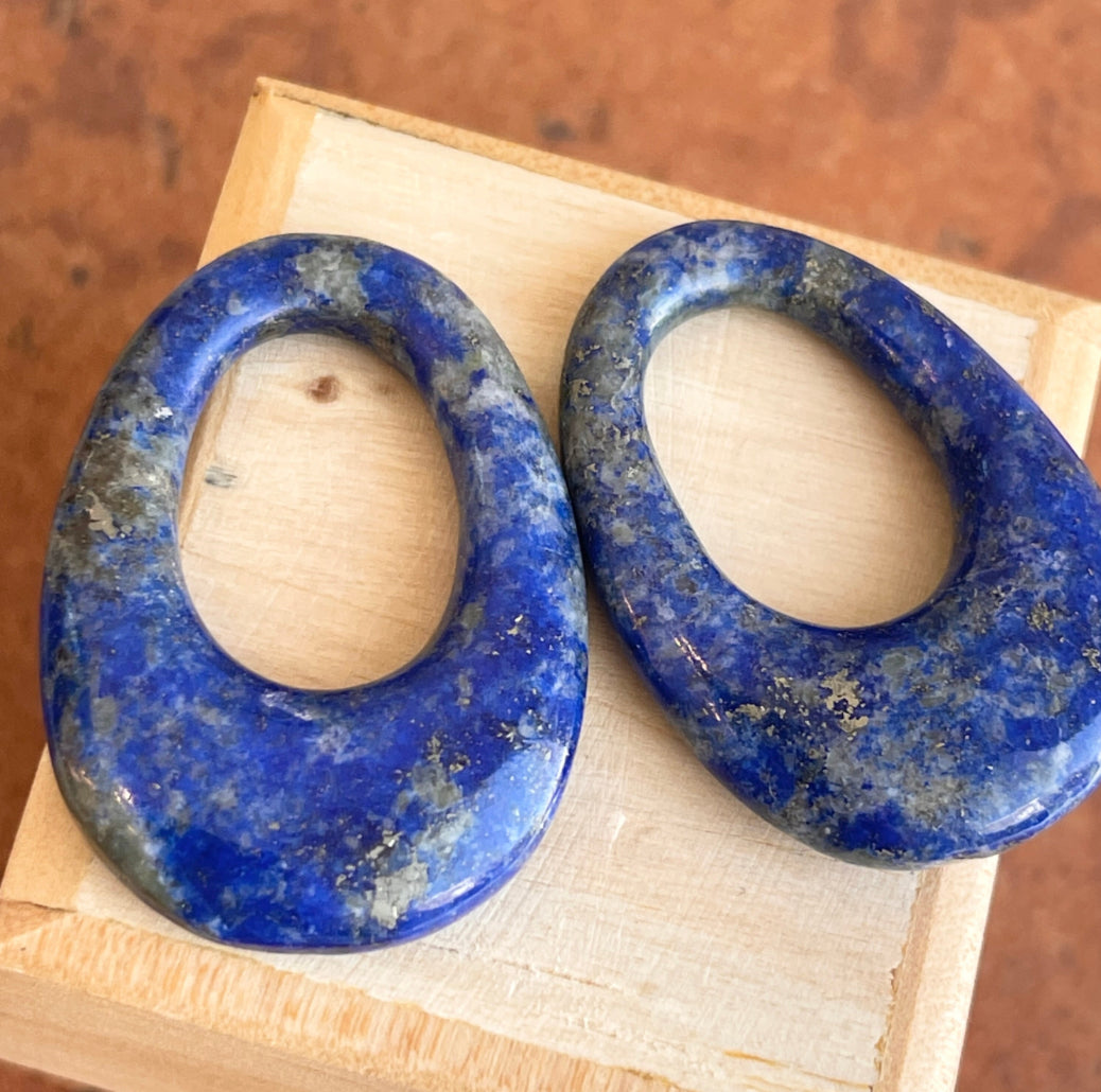 Vintage Blue Lapis Oval Earring Charms