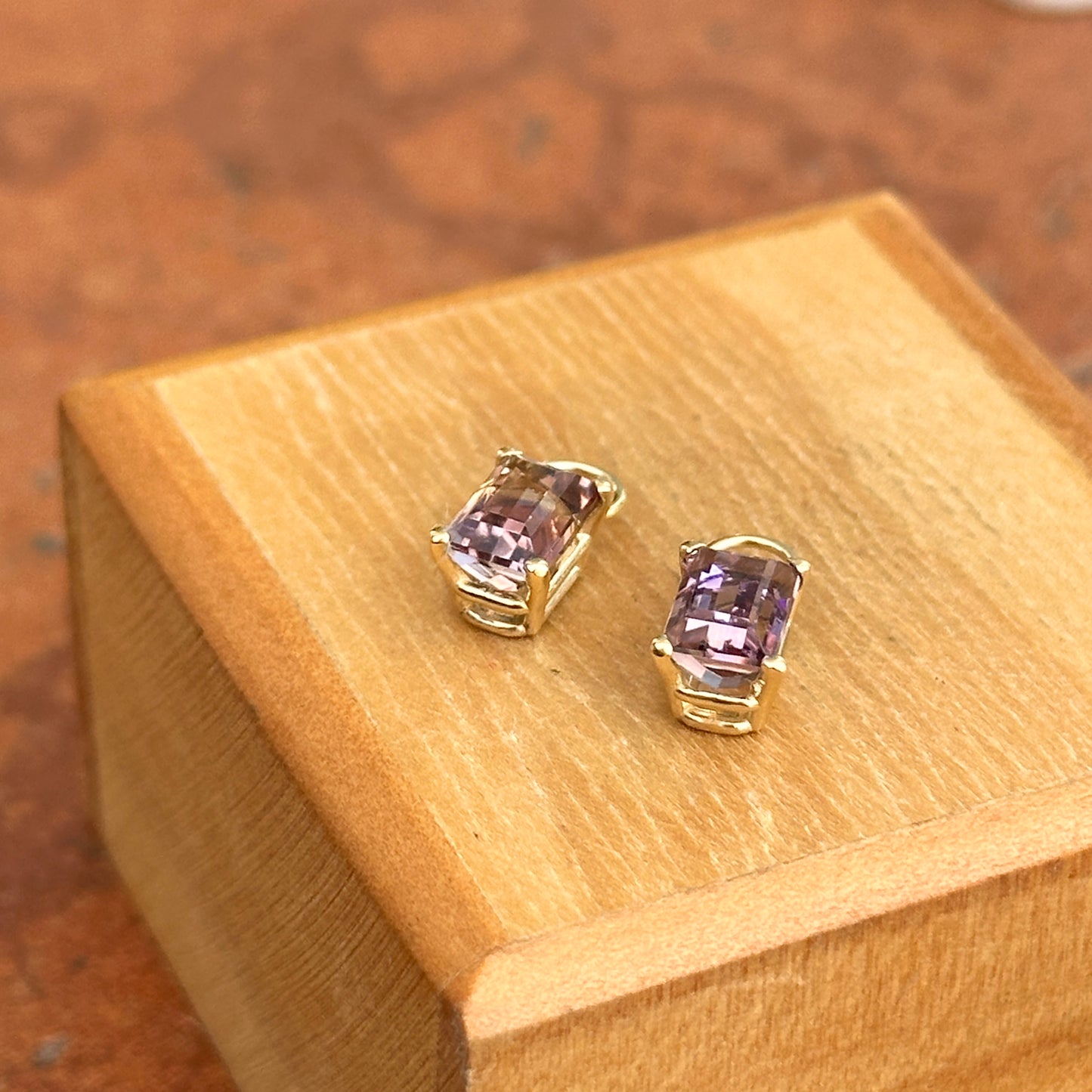 14KT Yellow Gold Genuine Ametrine Emerald-Cut Earring Charms