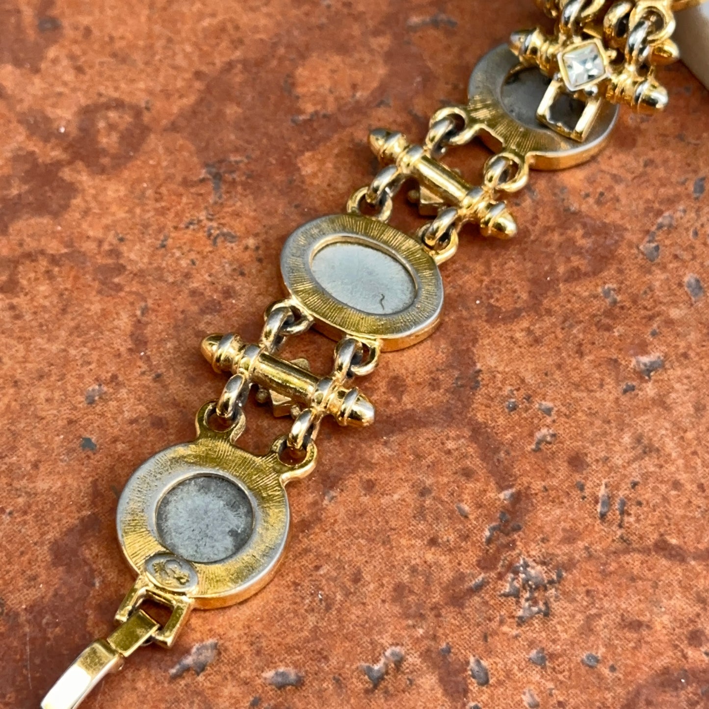 Estate Gold-Plated Greek Coin Links Bracelet