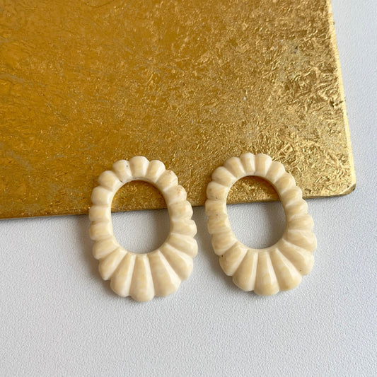 Cream Gemstone Oval Earring Charms