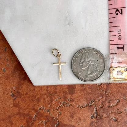14KT Yellow Gold Flat Cross Pendant Charm 16.5mm
