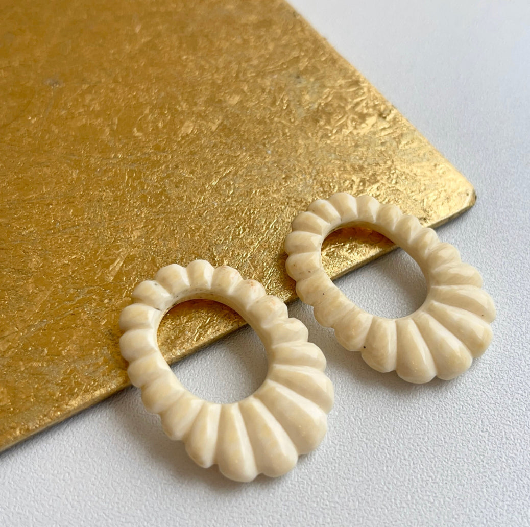 Cream Gemstone Oval Earring Charms