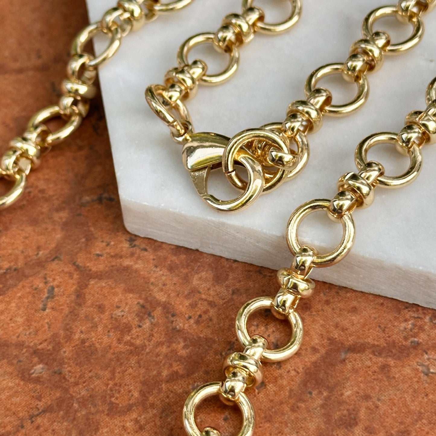 Gold-Plated Large Link Cubic Zirconia Enhancer Adjustable Necklace 30.5"