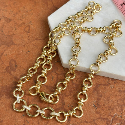 Gold-Plated Large Link Cubic Zirconia Enhancer Adjustable Necklace 30.5"