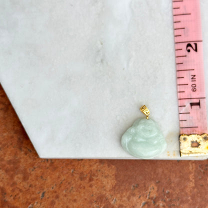 18KT Yellow Gold Jade Buddha + Greek Key Pendant