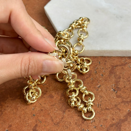 Gold-Plated Large Link Cubic Zirconia Enhancer Adjustable Necklace 30.5"