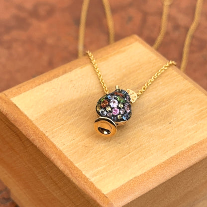 Estate 14KT Yellow Gold Sapphire Fruity Cocktail Pendant Necklace