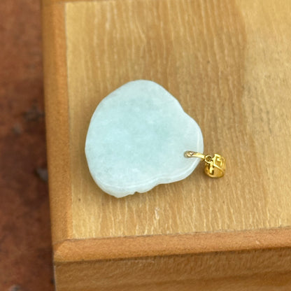18KT Yellow Gold Jade Buddha + Greek Key Pendant