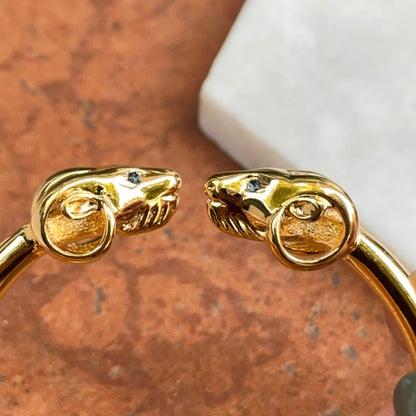 Estate Gold-Tone Double Ram + Blue Eye Cuff Bracelet - LSJ