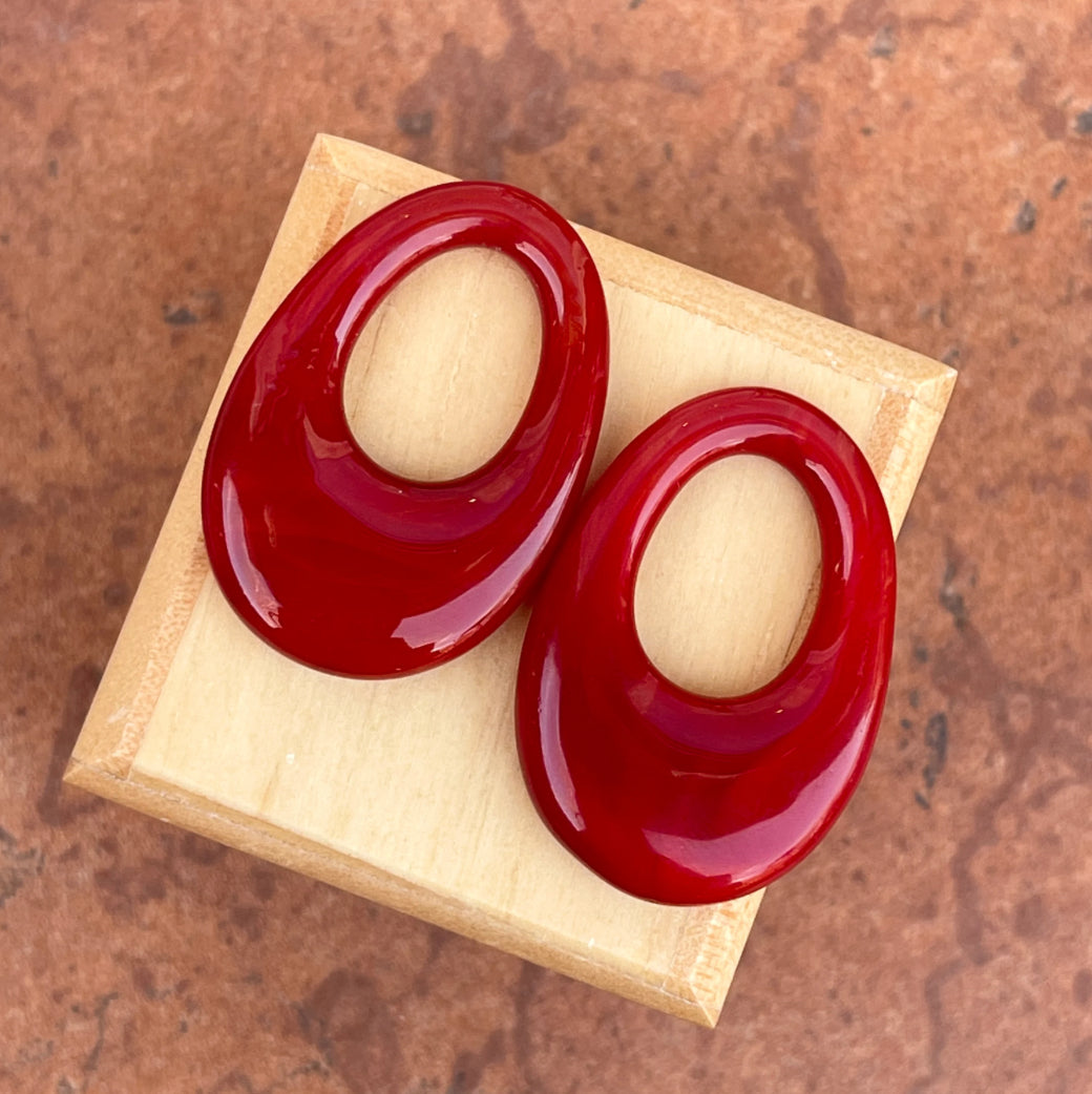 Estate Deep Red Onyx Oval Earring Charms