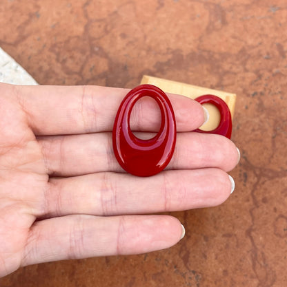 Estate Deep Red Onyx Oval Earring Charms