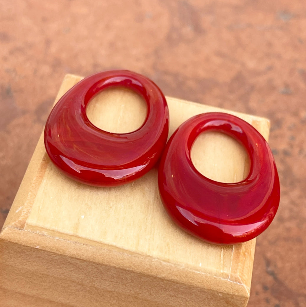 Estate Deep Red Onyx Oval Earring Charms