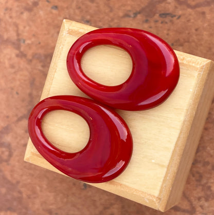 Estate Deep Red Onyx Oval Earring Charms