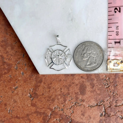 Sterling Silver Firefighter Badge Pendant