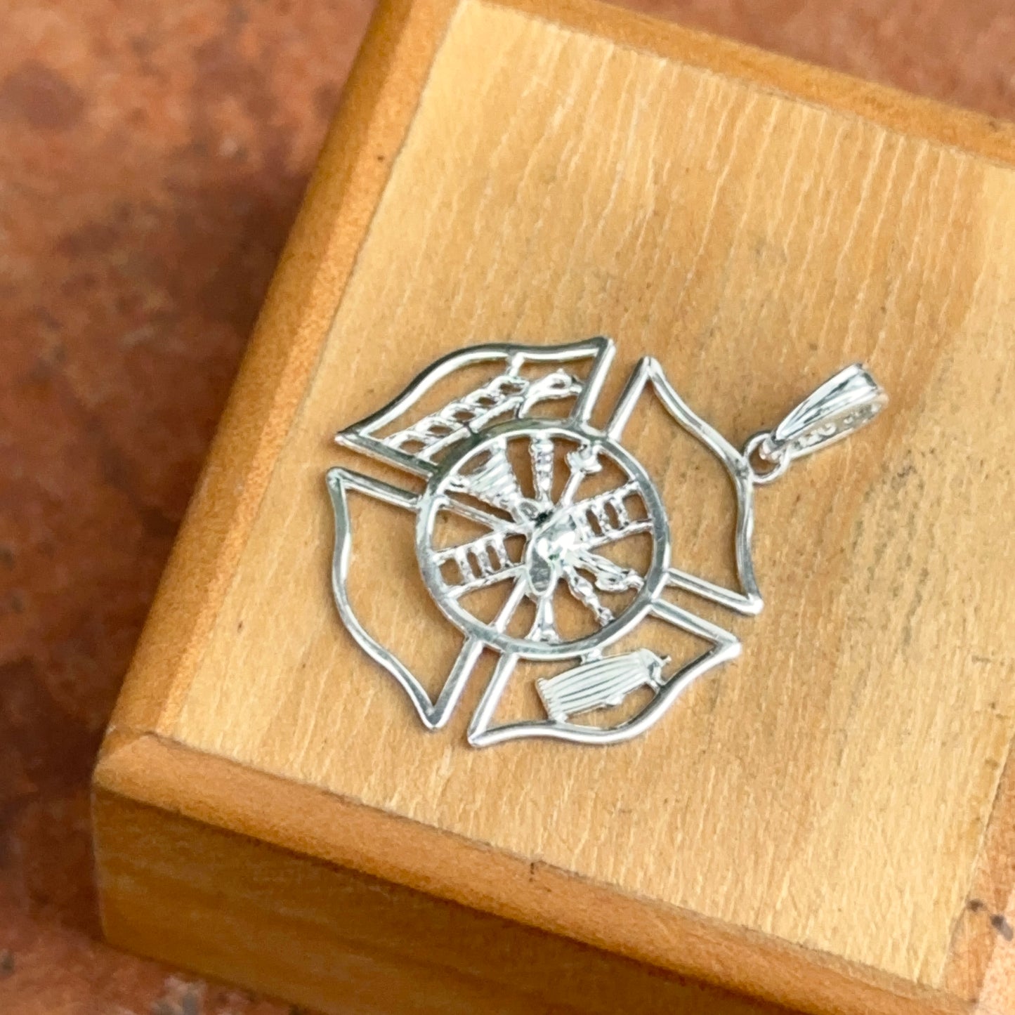 Sterling Silver Firefighter Badge Pendant
