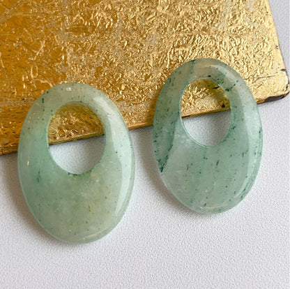 Green Serpentine Jade Oval Earring Charms