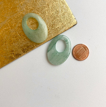 Green Serpentine Jade Oval Earring Charms